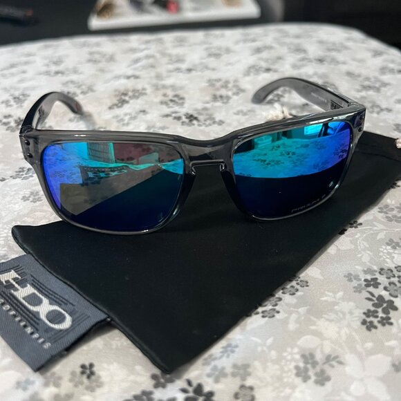 Oakley Sunglasses Holbrook Clear Feame Jade Iridium Prizm Polarized 9102 - Picture 11 of 16